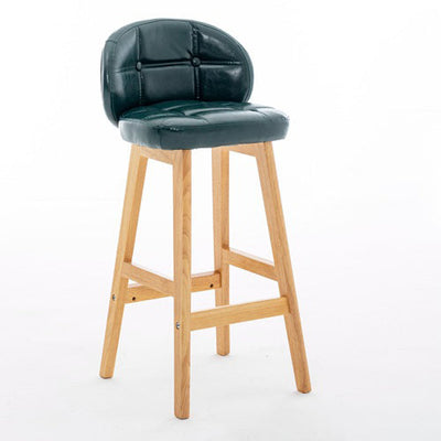 Moderner minimalistischer quadratischer Holz-Leder-Schaum-Barhocker mit vier Beinen und Rückenlehne für das Esszimmer 