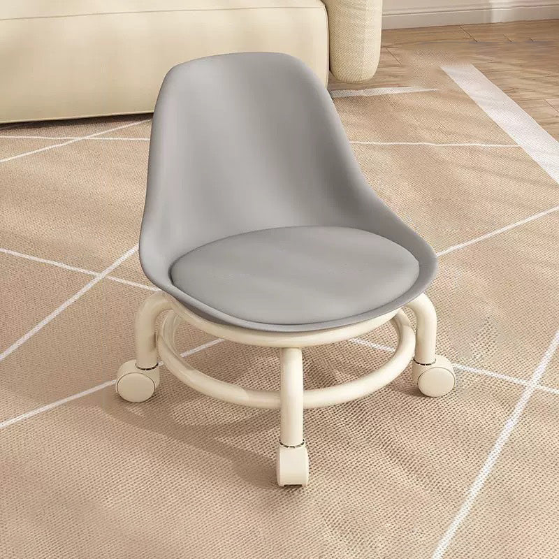 Zeitgenössischer kreativer runder Acryl-Doppelpedestal-Drehstuhl mit Rollen und Rückenlehne für das Wohnzimmer 
