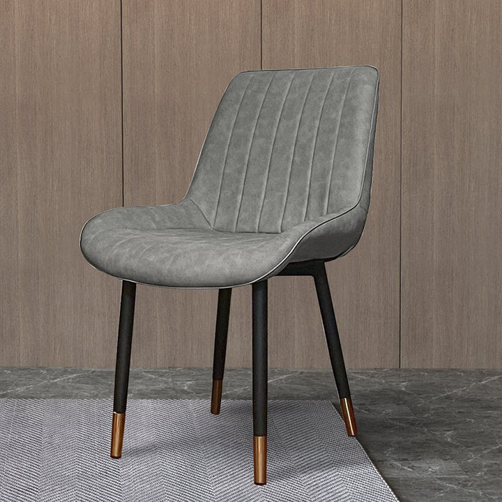 Chaise de salle à manger moderne de luxe carrée incurvée en similicuir avec dossier sans accoudoirs pour salle à manger 