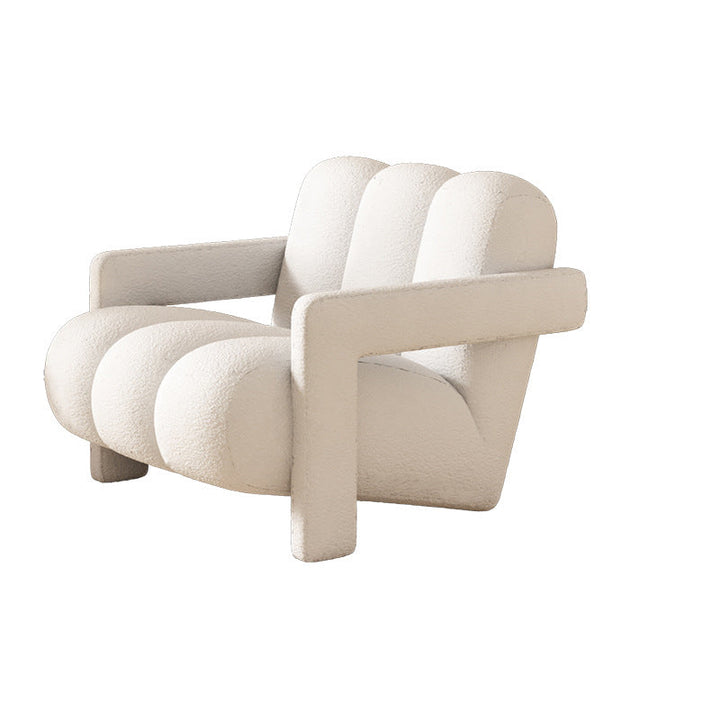 Sillón individual contemporáneo escandinavo de terciopelo y tejido sherpa con madera y espuma, con respaldo y reposabrazos, para sala de estar 