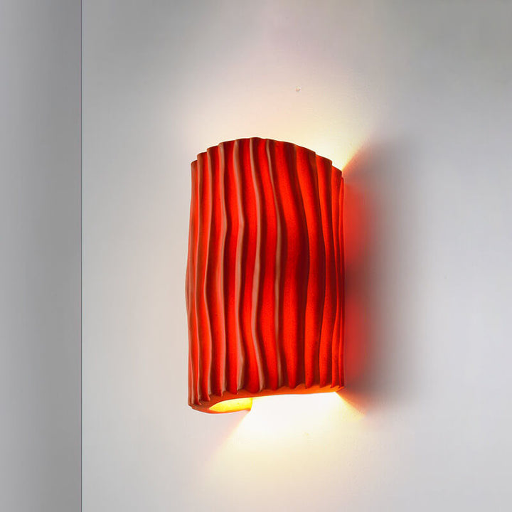 Contemporary Nordic Resin Striped Half Cylinder 2-Light Wall Sconce Lamp for Living Room