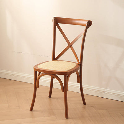 Dossier de chaise de salle à manger en rotin tissé rustique traditionnel en bois éponge rond rectangulaire 