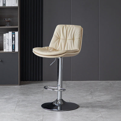 Taburete de barra con respaldo contemporáneo nórdico base redonda cojín rectangular cuero nappa espuma estructura de metal para comedor 