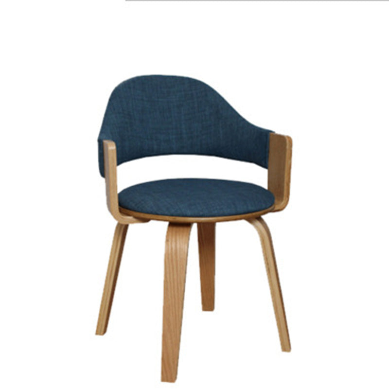 Contemporary Nordic Round PU Leather Upholstered Wood Frame Ergonomic Swivel Chair Backrest Armrest For Home Office