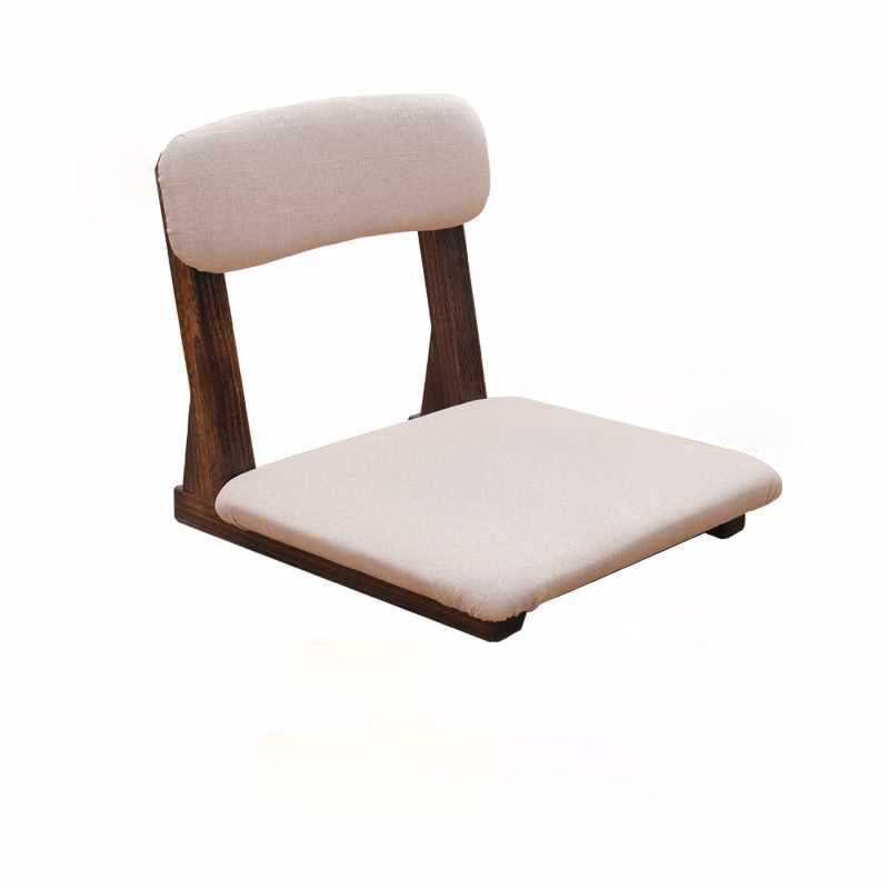 Traditioneller japanischer quadratischer Paulownia-Holz-Baumwoll-Leinenstuhl Tatami-Rückenlehne für den Unterhaltungsraum 