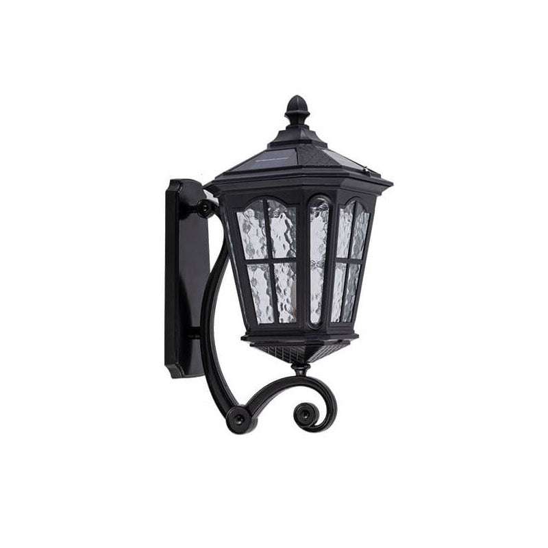 Traditional European Solar Outdoor Lantern Aluminum Glass Waterproof 1-Light Wall Sconce Lamp for Outdoor Patio