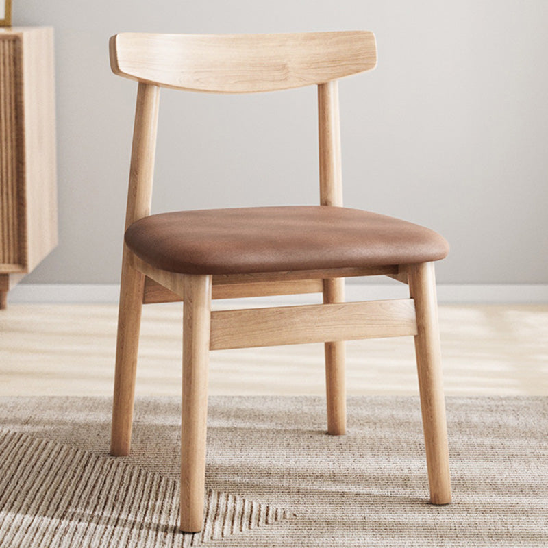 Silla de Comedor Tapizada en Cuero Nappa de Doble Capa Cuadrada Retro Contemporánea con Respaldo Abierto Sin Brazos para Comedor 