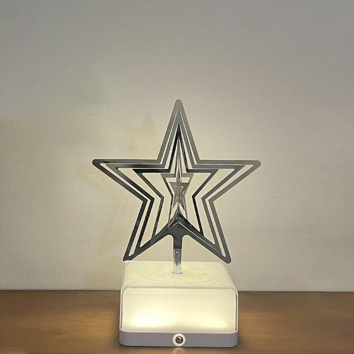 Modern Art Deco Stainless Steel ABS Cubic Base Multishape Rechargeable USB LED Table Lamp Night Light For Bedside