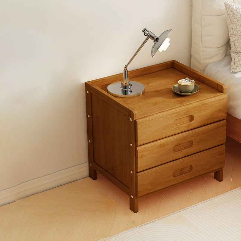Table de nuit moderne minimaliste rectangulaire en bambou à densité de panneau 1/3 tiroir pour chambre 