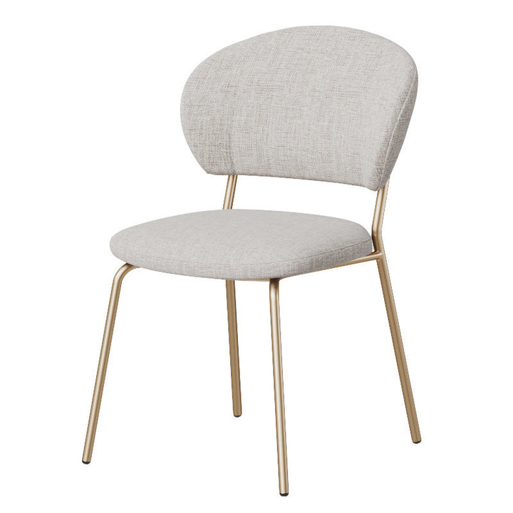 Chaise de salle à manger contemporaine nordique ronde en lin de coton rembourré dossier pour salle à manger 