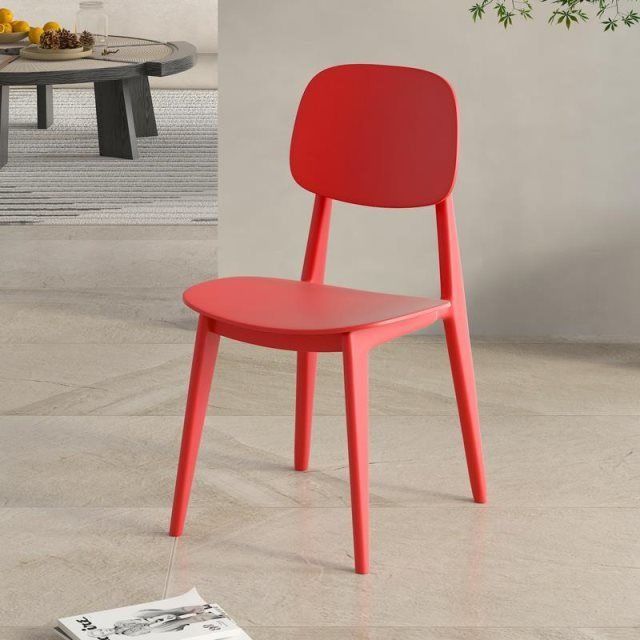 Chaise de salle à manger carrée en plastique macaron scandinave contemporaine avec dossier pour salle à manger 