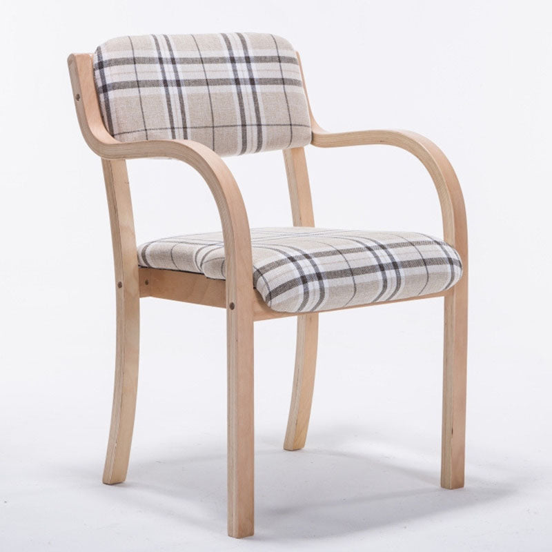 Contemporary Nordic Bentwood Linen Faux Leather Velvet Sponge Square Dining Chair Backrest Armrest For Dining Room
