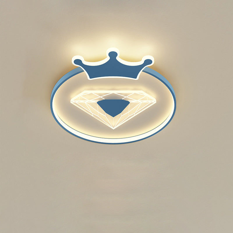 Moderne Art Deco Crown Diamant Runde Acryl Eisen LED Unterputz Deckenleuchte Für Schlafzimmer 