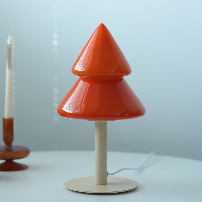Modern Art Deco Iron Glass Christmas Tree LED Table Lamp For Bedroom