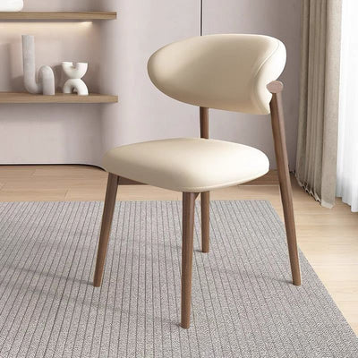 Moderna silla de comedor sin brazos de cuero nappa cuadrado nórdico contemporáneo con marco de metal para comedor 