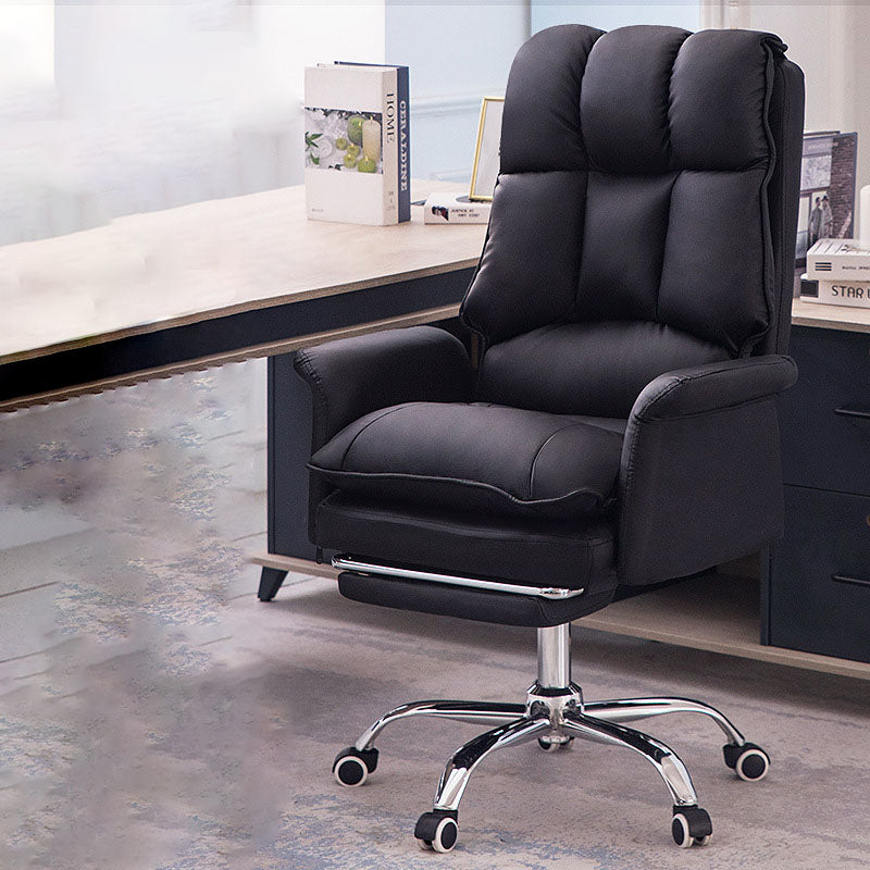 Moderner minimalistischer quadratischer rechteckiger PU-Leder-Edelstahl-Schreibtischstuhl mit Rückenlehne und Armlehne für das Home Office 