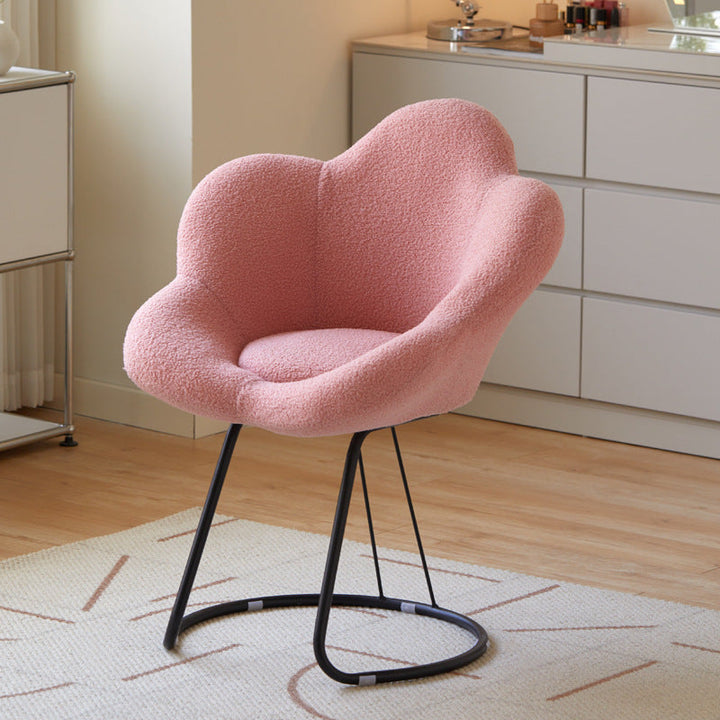 Tabouret de coiffeuse moderne minimaliste rond en métal avec dossier sans accoudoirs en laine d&