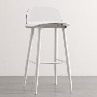 Moderner minimalistischer rechteckiger Barhocker aus Kohlenstoffstahl mit Kunststofflehne für das Esszimmer 