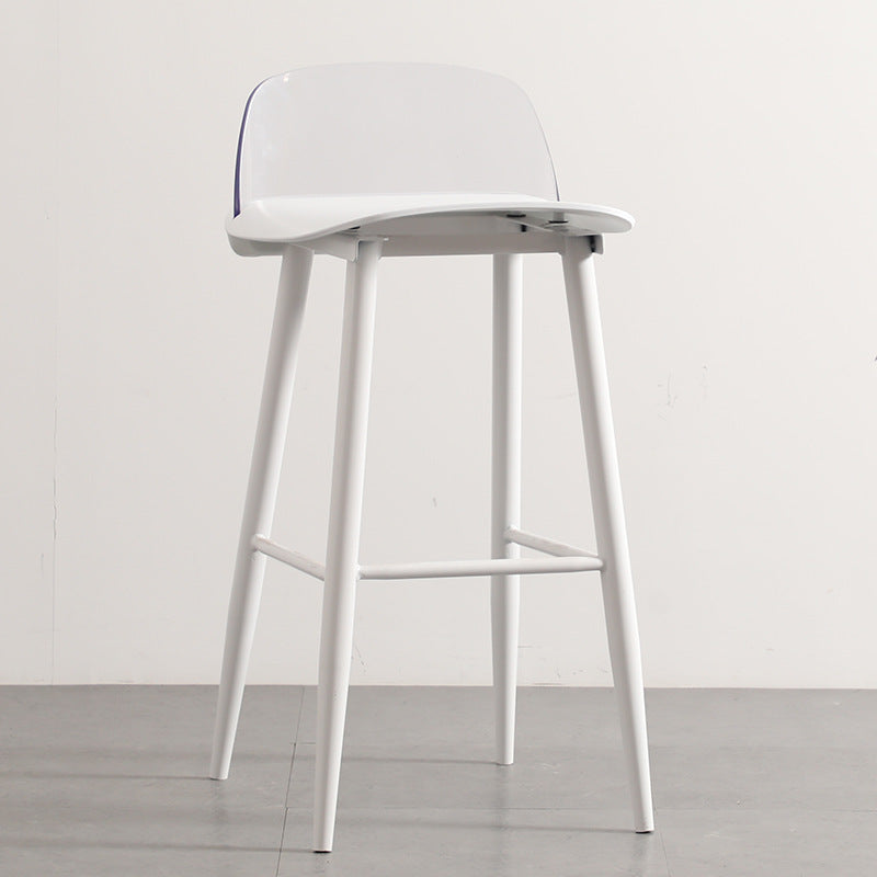 Moderner minimalistischer rechteckiger Barhocker aus Kohlenstoffstahl mit Kunststofflehne für das Esszimmer 