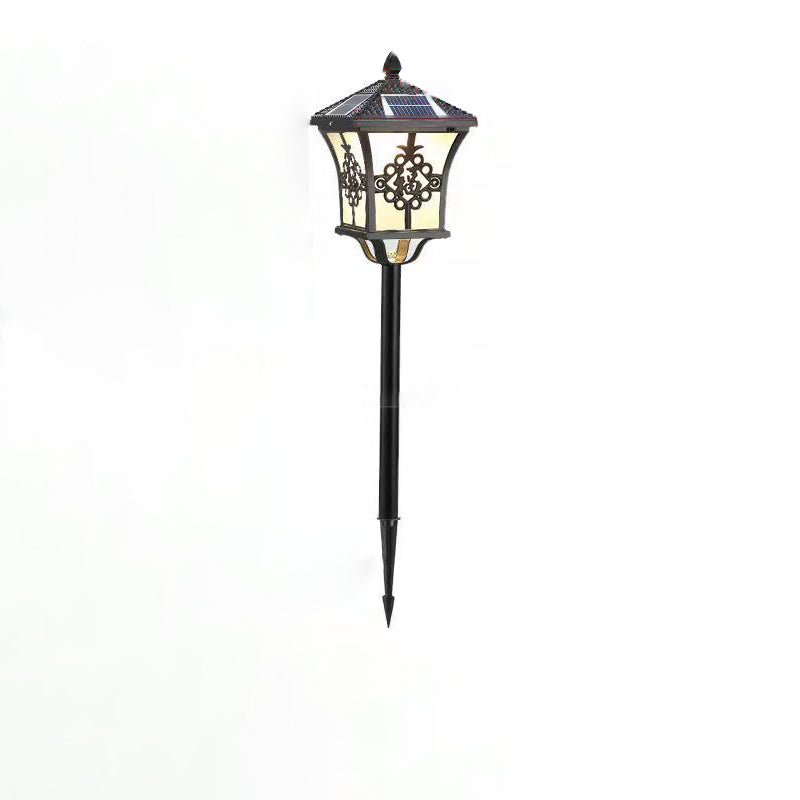 Traditional Chinese Solar Waterproof Aluminum Iron Glass Column LED Landscape Lighting Outdoor Light For Garden
