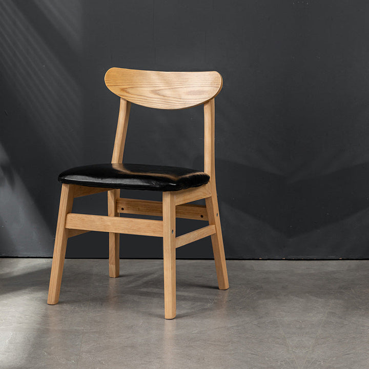 Chaise de salle à manger contemporaine rétro carrée avec dossier en lin rembourré et cadre en bois pour salle à manger 