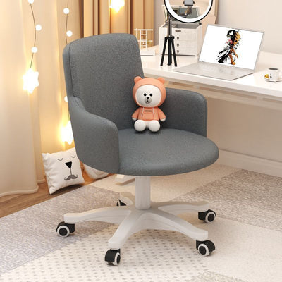 Moderner minimalistischer Stoff Samt Kohlenstoffstahl Schwamm Runder Drehbarer Schreibtischstuhl Rückenlehne Armlehne Für Home Office 