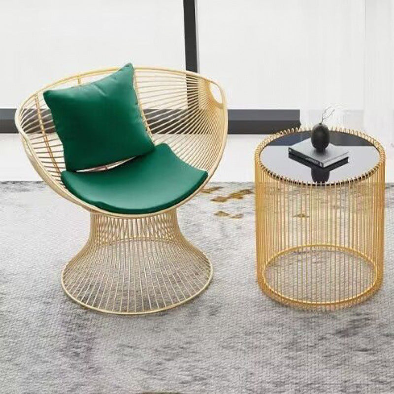 Modern Luxury Oval Curved Upholstered Iron Velvet Chair For Living Room