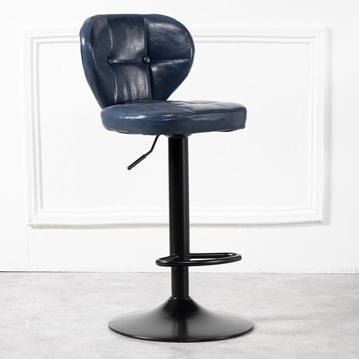 Tabouret de bar métallique carré minimaliste moderne en cuir ciré huilé avec dossier sans accoudoirs pour salle à manger 