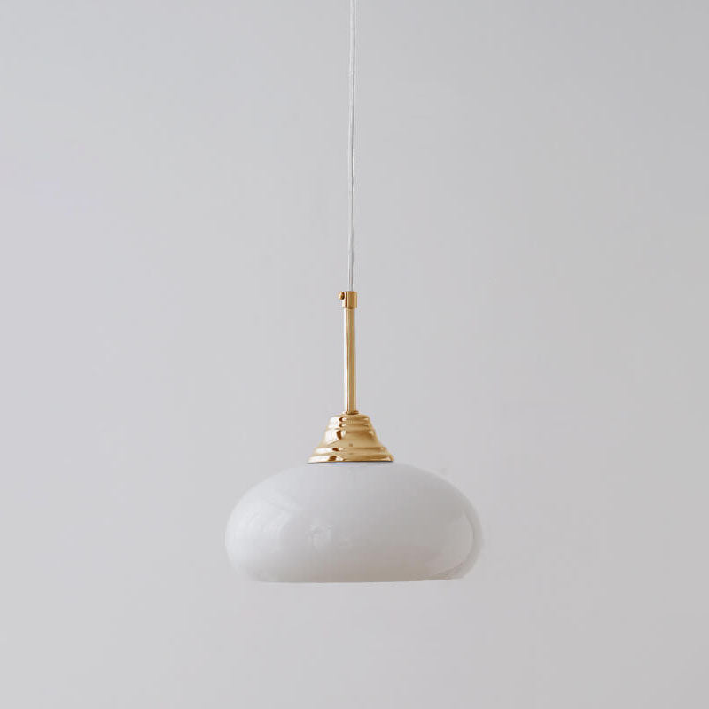 Contemporary Nordic Round Dome Iron Glass 1-Light Pendant Light For Living Room