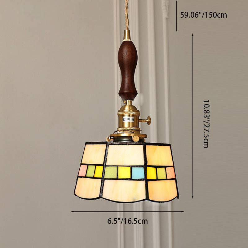 Modern Creative Minimalist Stained Glass Cylinder 1-Light Pendant Light