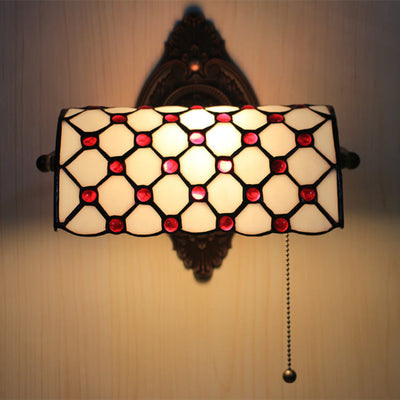 Tiffany Lucite Beads Stained Glass 1-Light Wall Sconce Lamp