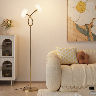 Zeitgenössische kreative gekreuzte Blumen Eisen Kunststoff LED Stehlampe für Wohnzimmer 
