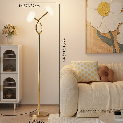 Zeitgenössische kreative gekreuzte Blumen Eisen Kunststoff LED Stehlampe für Wohnzimmer 