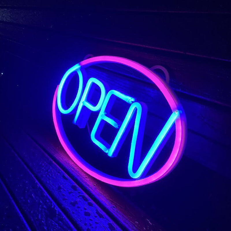 Modern Art Deco Waterproof PS OPEN LED Outdoor Hanging Neon Wall Sconce Lamp For Dining Room