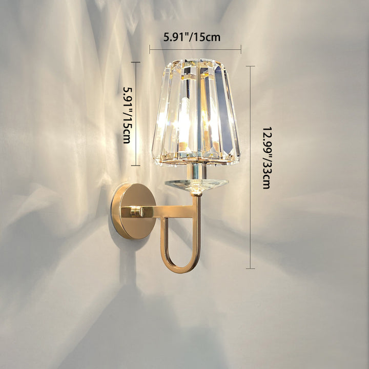 Modern Luxury Metal Iron Stainless Steel Crystal Ball Cylinder 1-Light Wall Sconce Lamp For Bedside