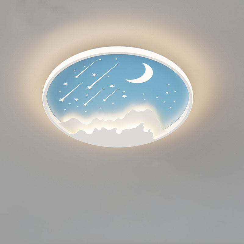 Luz de techo LED empotrada redonda de hierro de simplicidad moderna para dormitorio infantil 