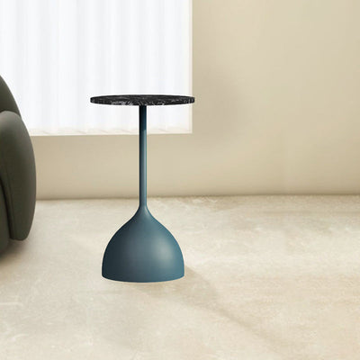Mesa Auxiliar Redonda de Hierro y Mármol Minimalista Moderna para Sala de Estar 