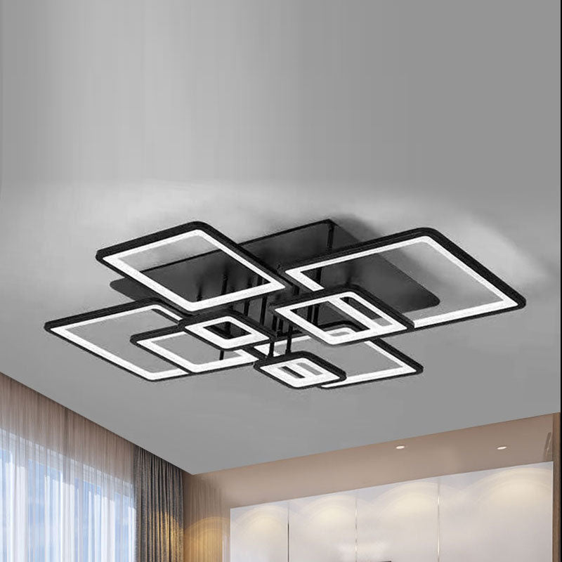 ضوء سقف LED أكريليك شبه مثبت بتصميم حديث ومزيج من المربعات البسيطة للأجهزة لغرفة المعيشة 
