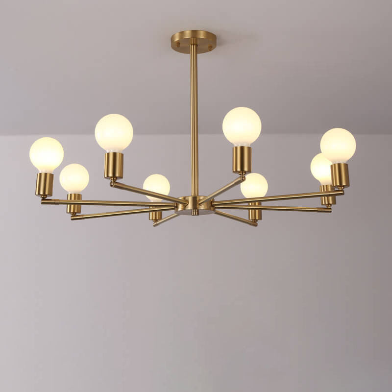 Contemporary Nordic Copper Branch Design 3/4/6/8/10-Light Chandelier For Living Room