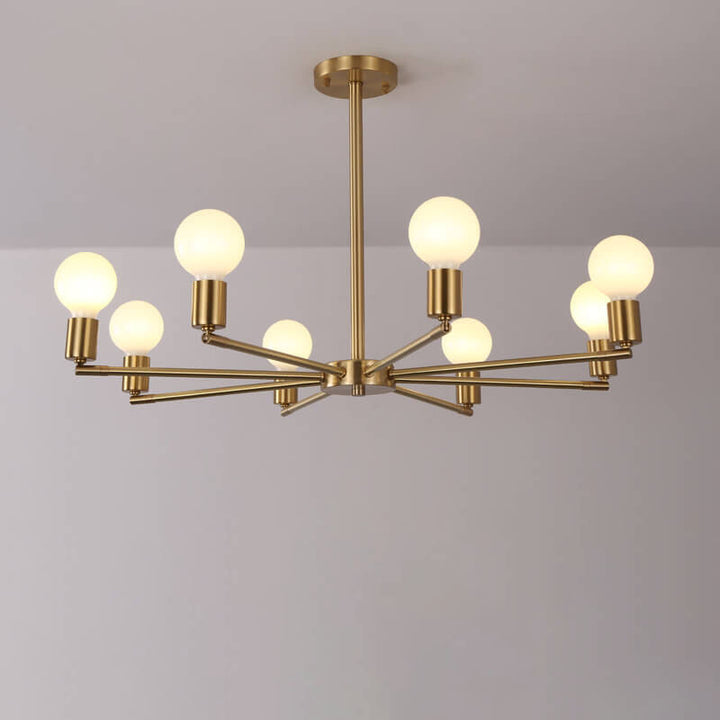 Contemporary Nordic Copper Branch Design 3/4/6/8/10-Light Chandelier For Living Room