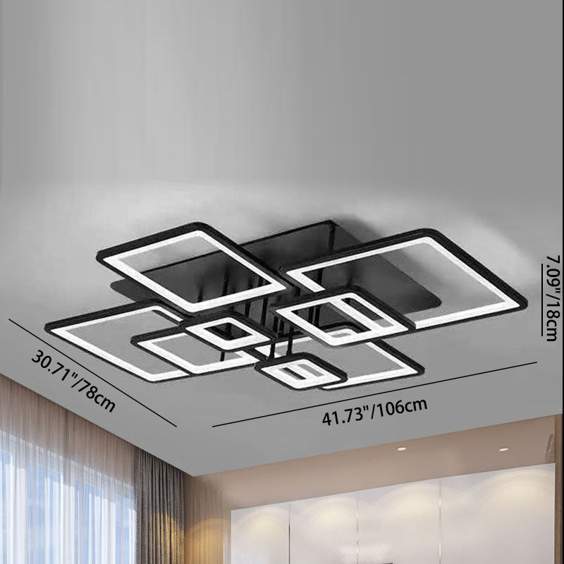 ضوء سقف LED أكريليك شبه مثبت بتصميم حديث ومزيج من المربعات البسيطة للأجهزة لغرفة المعيشة 