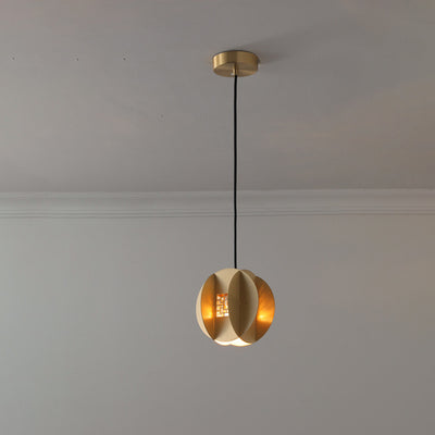 Traditional Chinese Copper Glass Cylinder Elliptical Hollow 1/3/6 Light Chandelier For Entryway