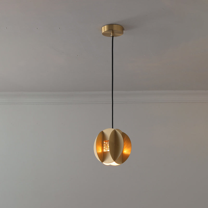 Traditional Chinese Copper Glass Cylinder Elliptical Hollow 1/3/6 Light Chandelier For Entryway