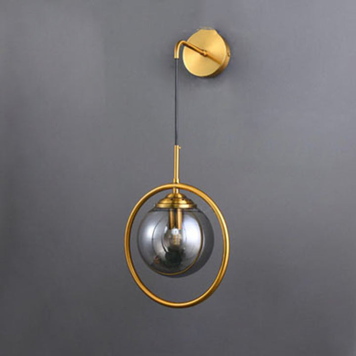 Applique murale contemporaine en fer rond avec verre à 1 lumière pour salon 