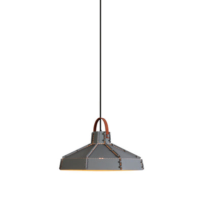 Lustre suspendu contemporain industriel rond cylindrique trapézoïdal en fer à 1 lumière pour salon 