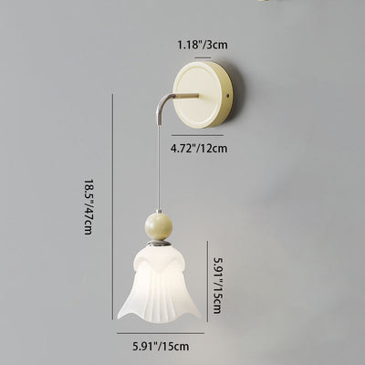 Traditional French Flower Round Ball Iron Glass 1-Light Wall Sconce Lamp For Bedroom