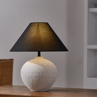 Modern Shabby Chic Ceramic Jar Linen Fabric Handmade 1-Light Table Lamp For Living Room