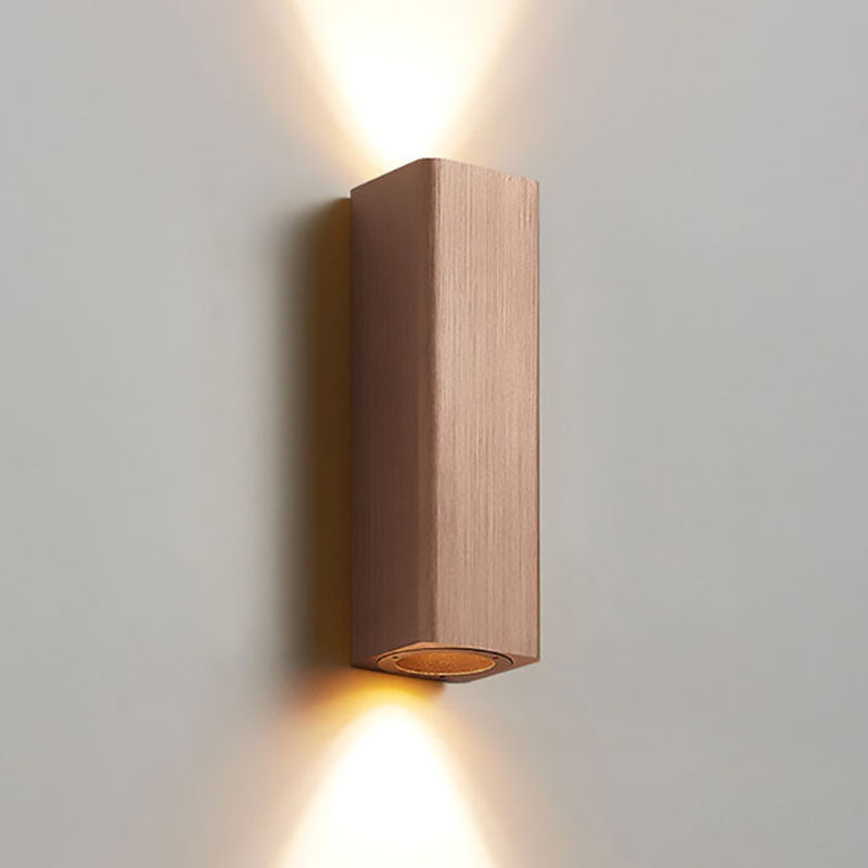 Nordic Minimalist Brushed Aluminum Rectangular Column LED Wall Sconce Lamp