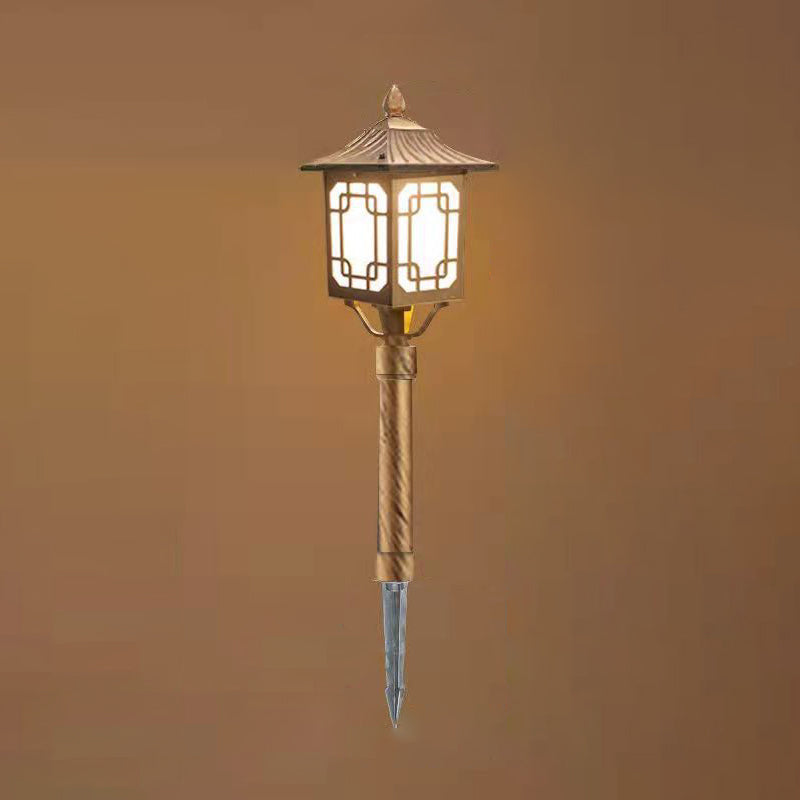 Traditional Chinese Solar Waterproof Aluminum Iron Glass Column LED Landscape Lighting Outdoor Light For Garden