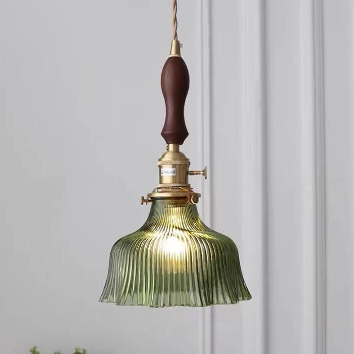 Luz colgante de 1 luz de vidrio de nogal de cobre minimalista moderno nórdico 